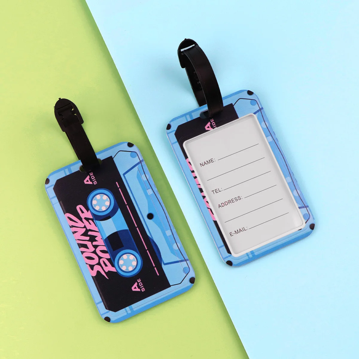 Vintage colorful Tape Plastics Baggage Tag Suitcase Backpack Anti-Lost Listing ID Card Holder Fashion Luggage Accessories Gifts image 6