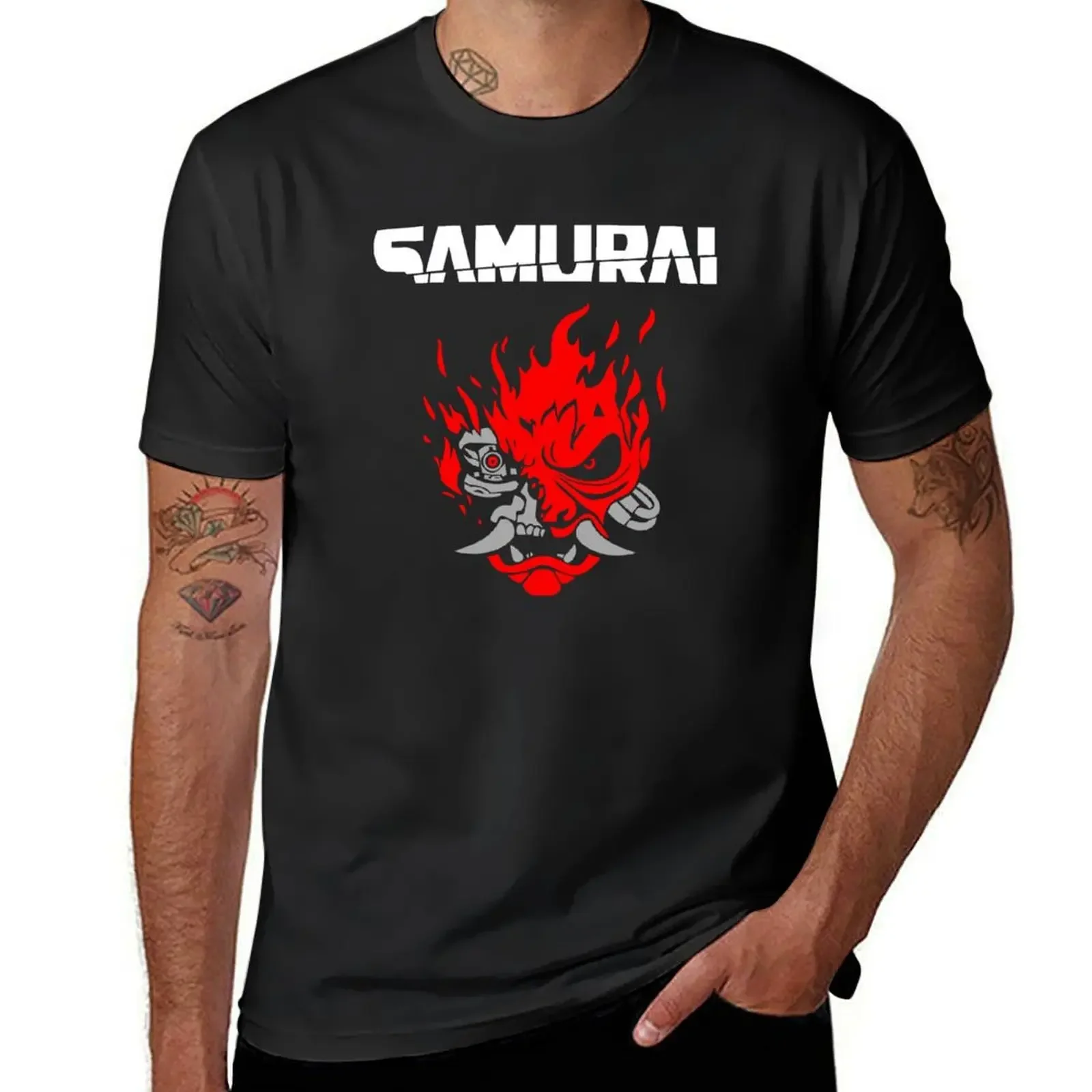 

Samurai T-Shirt boys animal print anime hippie clothes Men's t-shirts