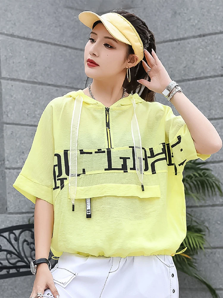 Max LuLu Summer Fashion Korean Hooded Tops Womens 2024 Printed Zipper Loose Leisure Tee Shirts Ladies Harajuku Classic Clothes