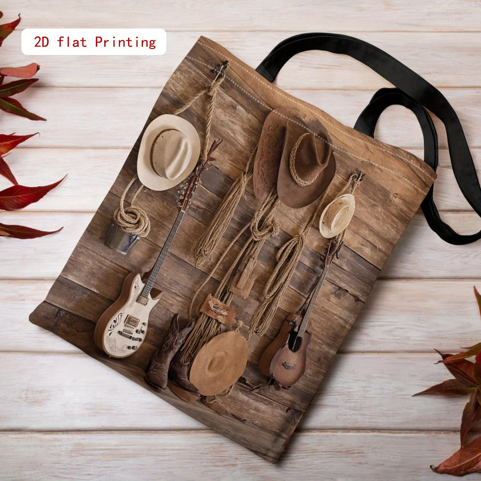 Stylish Tote Bag Featuring a Classic 2D Printed Pattern, Showcasing Unique Personality and Flair Ideal for Daily Commutes