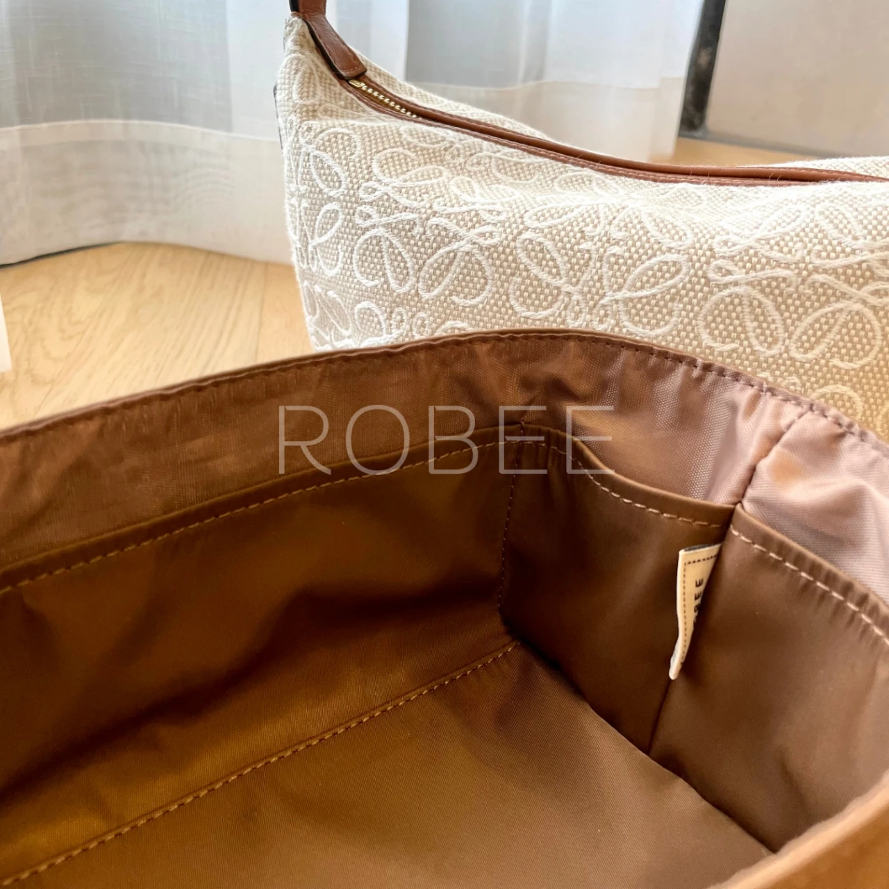 Imagem -04 - Rose Online para Loewe Cubi Anagrama Lancheira Axila Bolsa Forrado Acabamento Forro de Armazenamento Nylon Impermeável