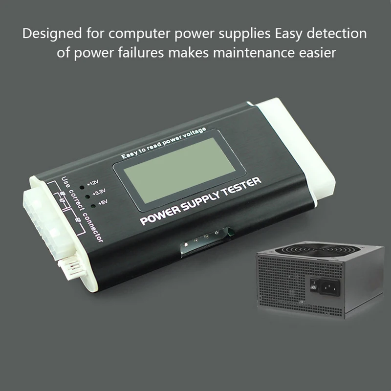 1PC ATX Power Detection Tool Computer Host Power Tester Portable Plastic Shell LCD Display Case Power Tester