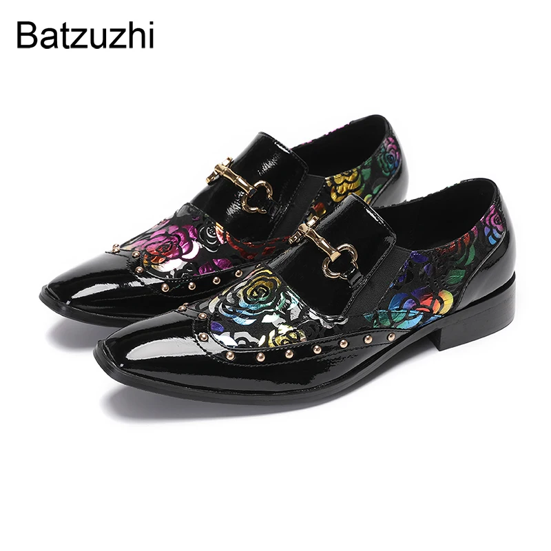 

Batzuzhi Handmade Men's Shoes Slip on Black Genuine Leather Dress Shoes Man Flats Business Leather Shoes Party! Big Sizes 38-46