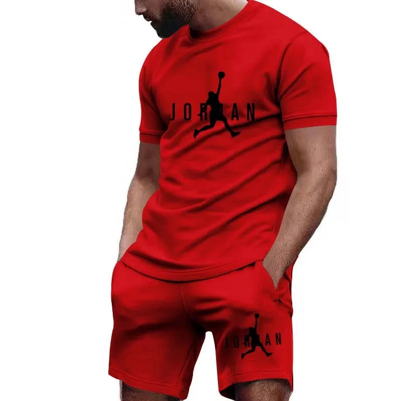 Set di abbigliamento sportivo Casual da uomo di moda Fitness da uomo estivo, t-shirt a maniche corte per abbigliamento sportivo ad asciugatura rapida + pantaloncini Set da 2 pezzi