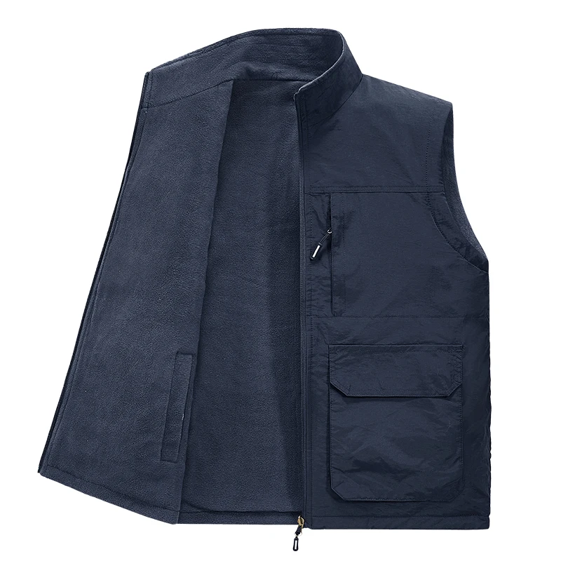 

Men Autumn Winter Thick Warm Fleece Workwear Tops Cargo Vest New Men Spring Vest Outdoor Tactical Men's Sleeveless Waistcoat