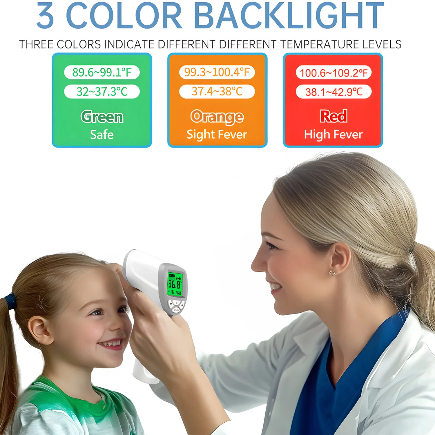 ميزان حرارة رقمي للجبهة - ميزان حرارة طبي بالأشعة تحت الحمراء LED للأطفال والكبار، كشف دقيق لدرجة حرارة الجسم والحمى #4