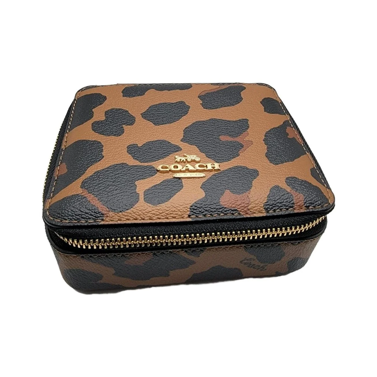 COACH Canvas Patchwork With Smooth Leather Storage Bag Makeup Case Mini Women's Black & Brown C8081G-IMLQD view 5