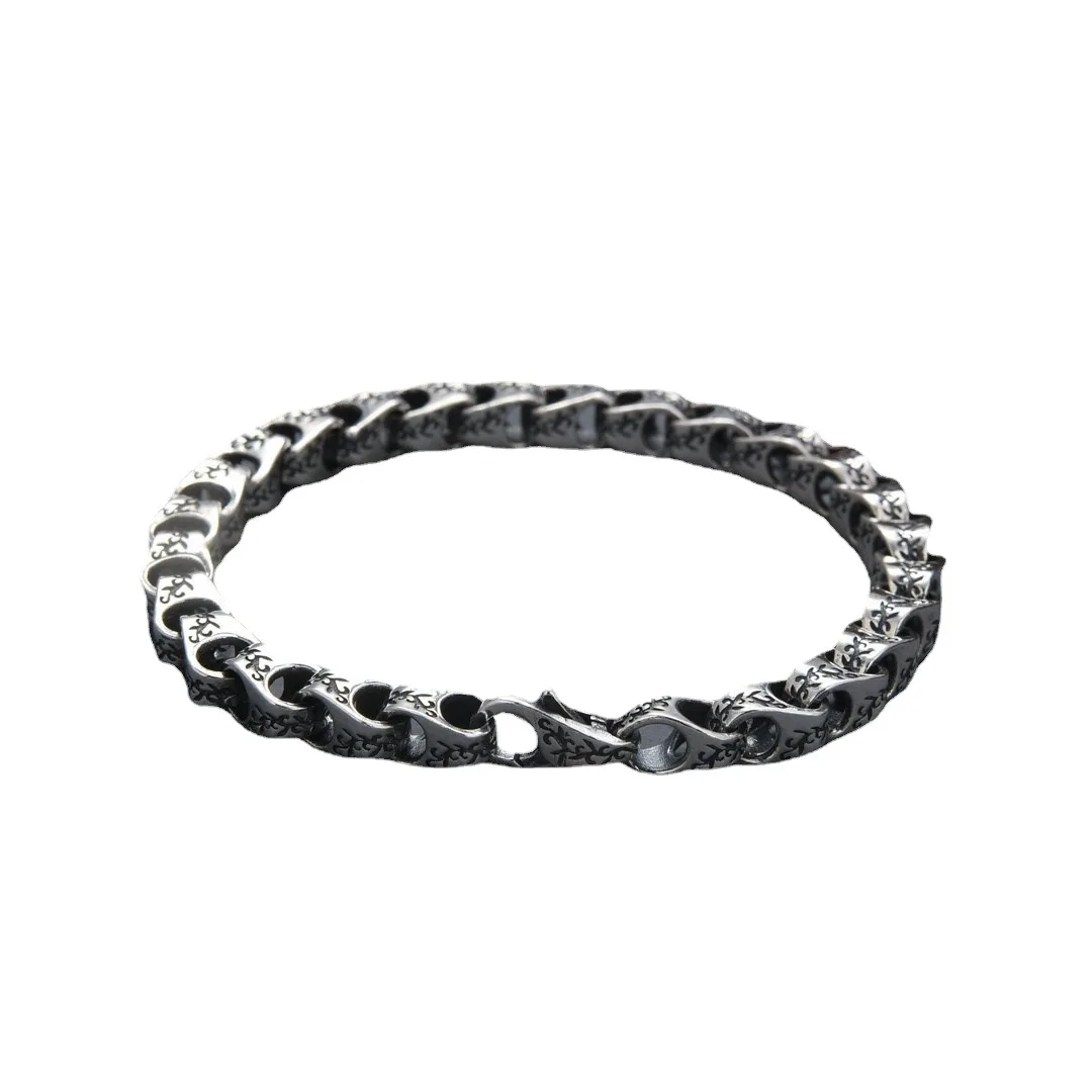 Hip hop handsome sterling silver bracelet men's trendy brand insniche stylesense of designhip hop keel chain retro