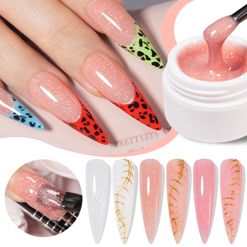 AWStorG Regenbogen-Glitzer-Verlängerungs-GEL UV LED Builder Nagelgel Schnellformendes Stiletto-Nagelgel Abziehbares Holografisches Glitzer-Gel