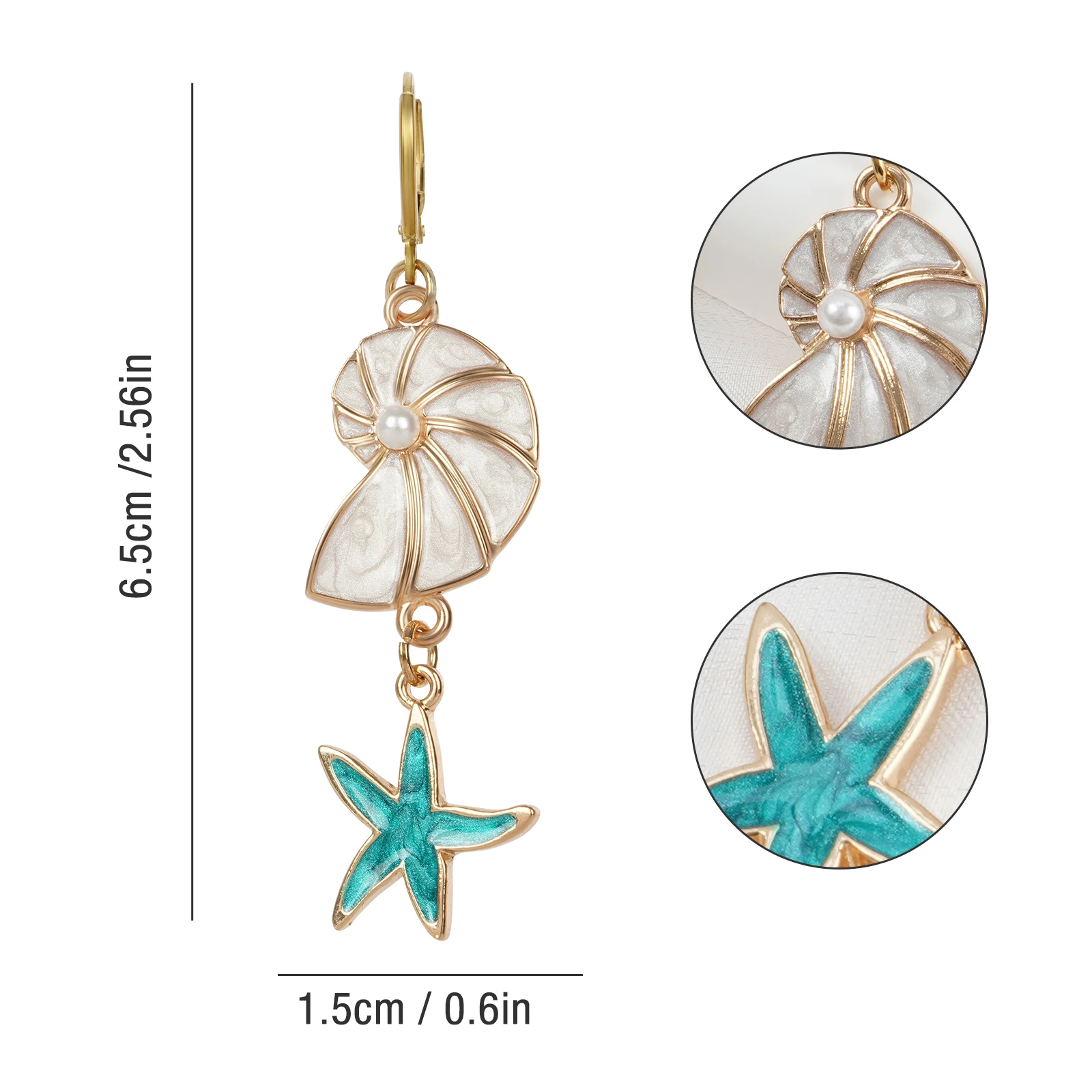 Chicgrowth Unique Starfish Conch Drop Earrings for Girls Jewelry Accessories for Women Charming Gift Wholesale