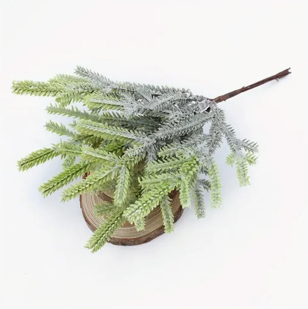 6/10PCS Forks Pine Needle Tree Branch Artificial Plants Golden Powder Glitter Stem Candy Circle Branch Xmas Tree Party Decors