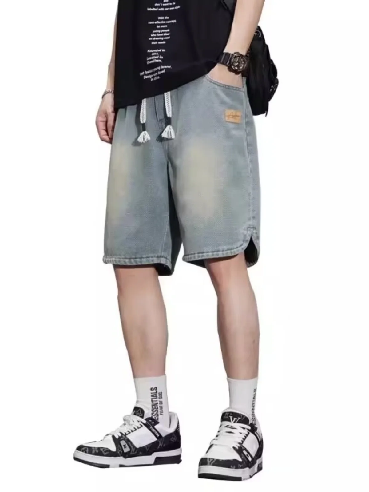 

Тяжелые джинсы High Street ort, мужские летние тонкие пятиточечные свободные прямые брюки, 5, лыжные молодежные модные износостойкие