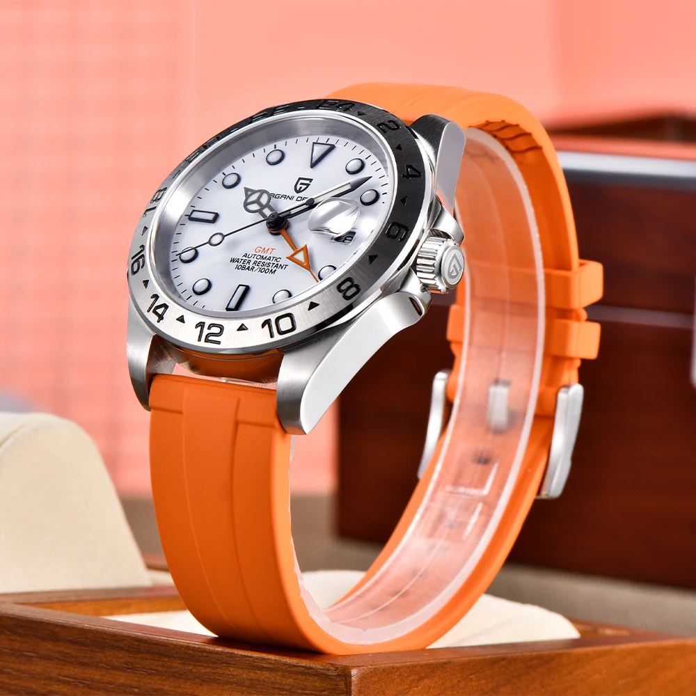 

2025 PAGANI DESIGN GMT Automatic Men's Auto Mechanical Watch Stainless Steel Adventure Military Waterproof Explore Reloj Hombre