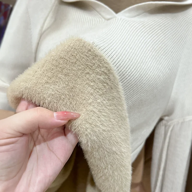 Francuska świąteczna bluza wełniana z długim rękawem, damska, modna, codzienna, jesienno-zimowa.