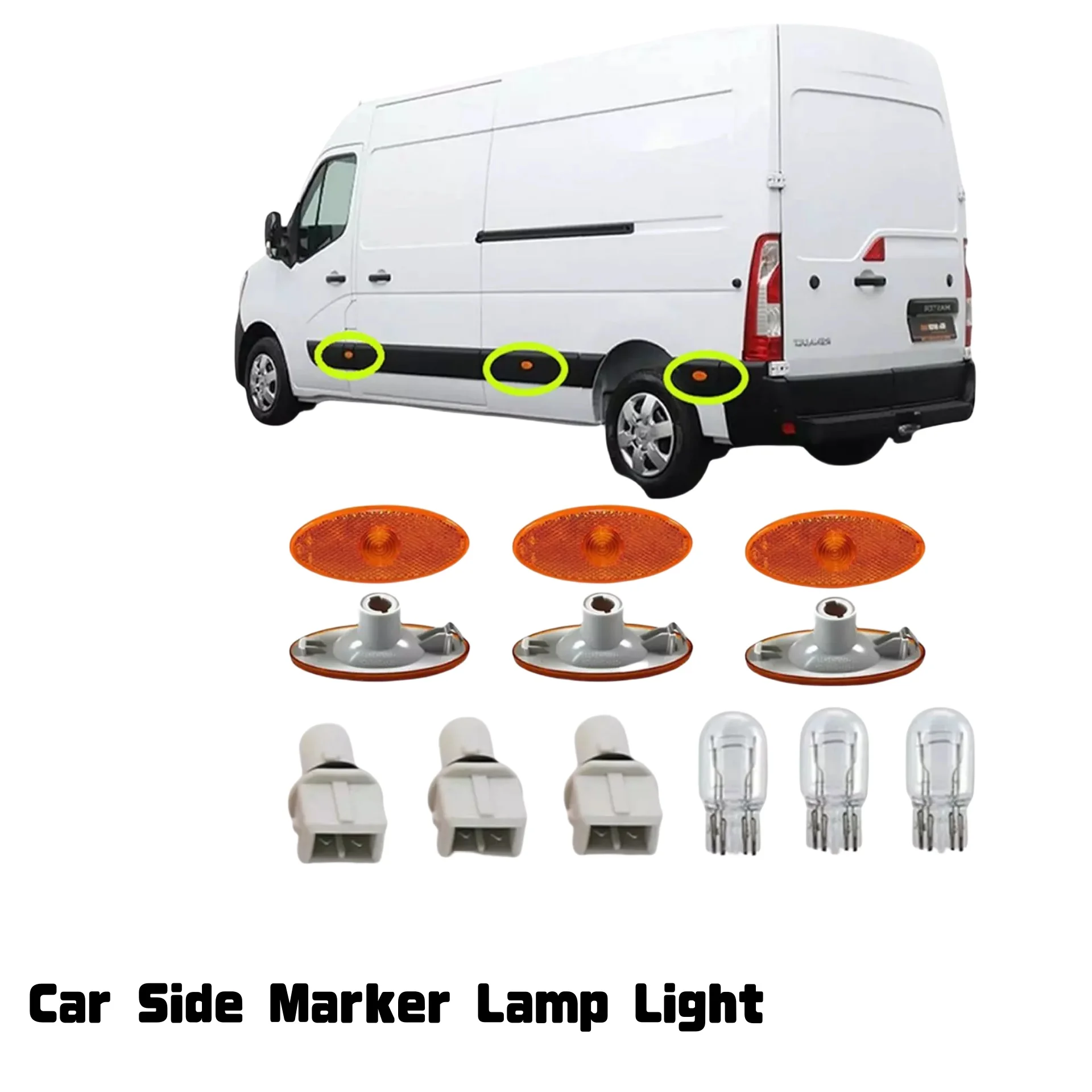 3Pcs Side Marker Lamp Light Lens Bulb Holder With Bulb For Renault Master Vauxhall Movano 261b00001r Side Turn Signal