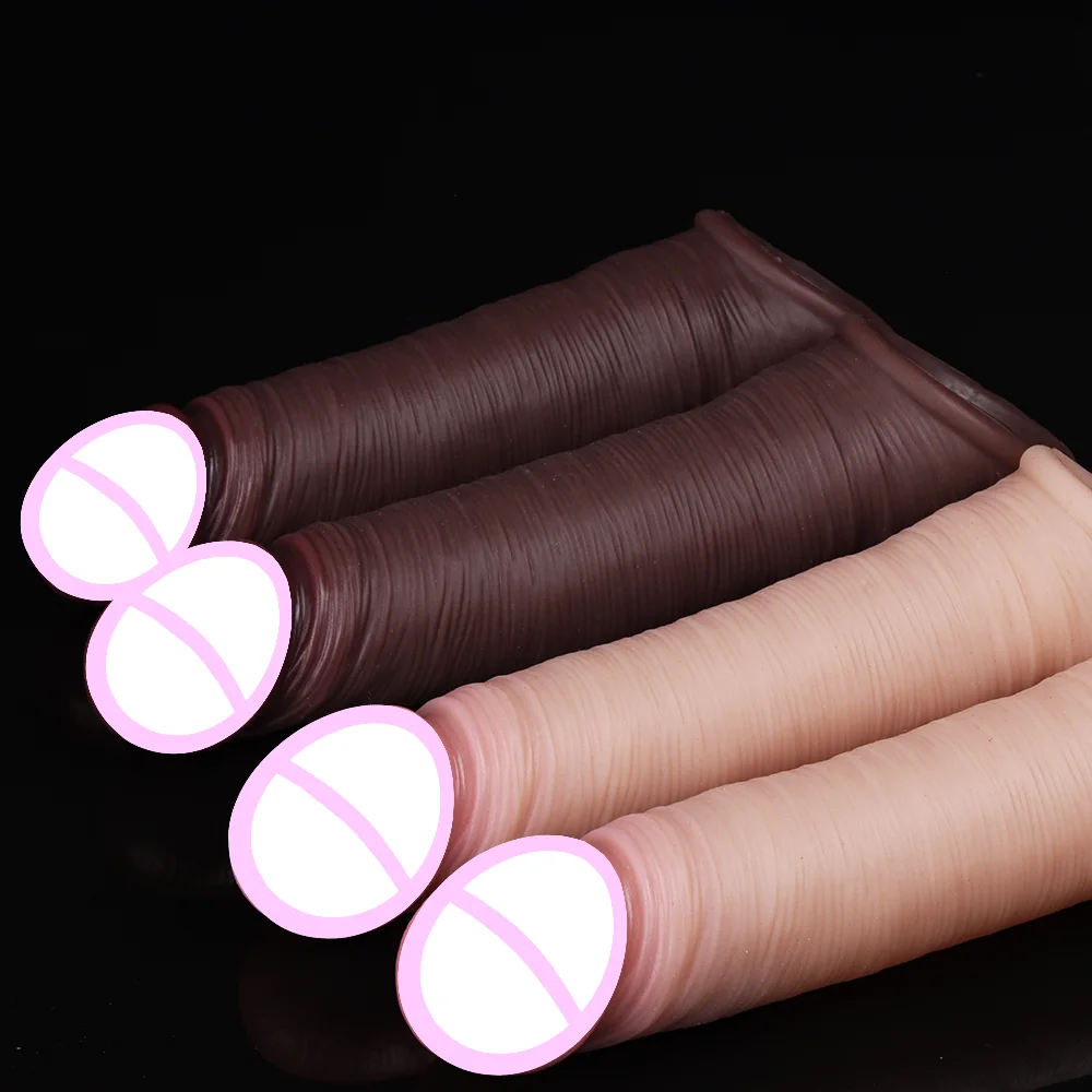 Silicone Peni Sleeve Realistic Penis Enlarger Sleeve Male Dildo Sleeve with Cock Ring Men Penis Cover Prolong Ejaculati Sex Toys