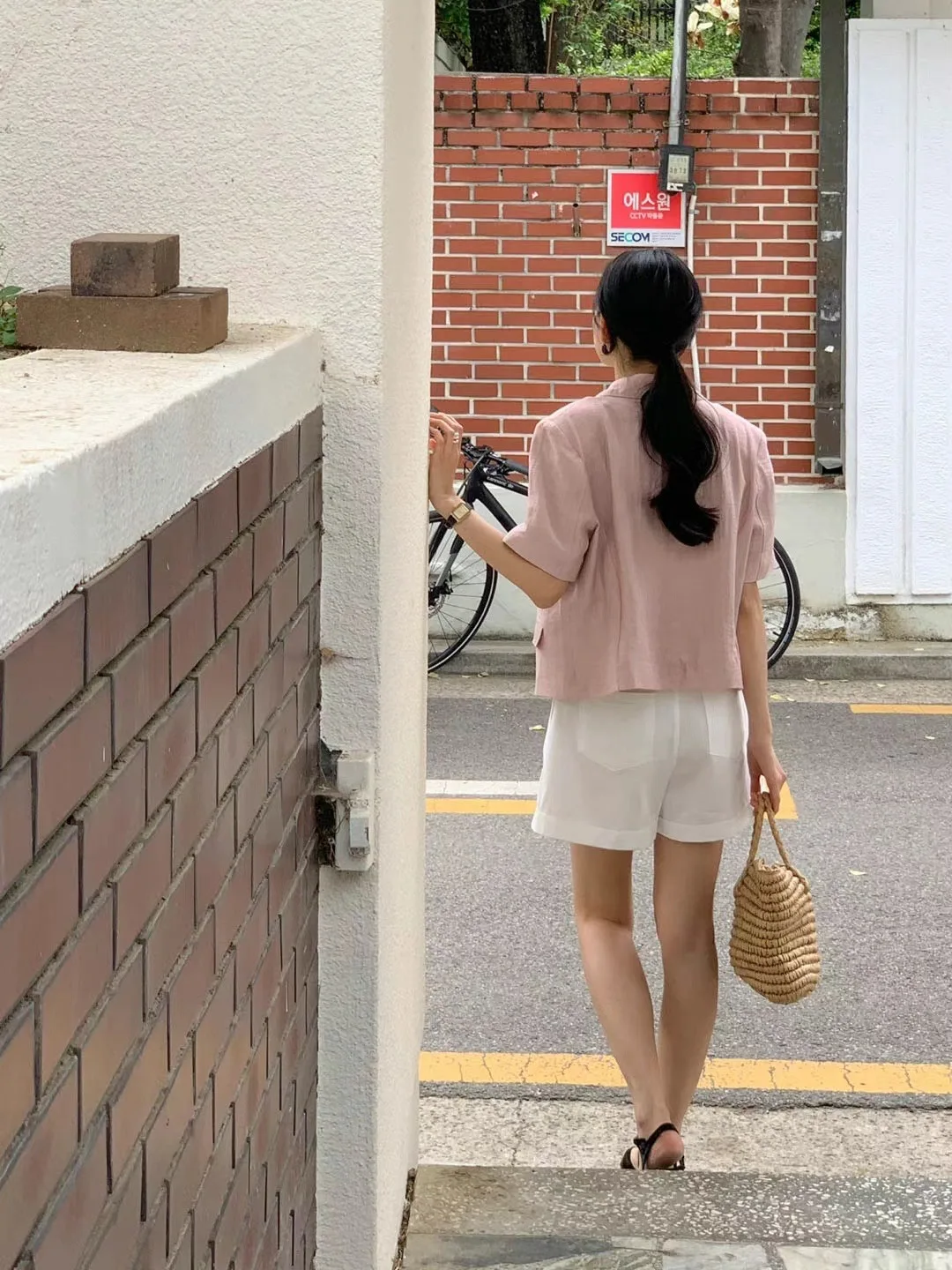 한국 스타일 캐주얼 루즈핏 싱글 버튼 라펠 가벼운 여름 패셔너블 핑크 여성용 코트 자켓