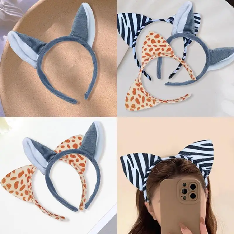 New Short Plush Tiger Leopard Cat Ear Headband Cute Women Girls Kids Party Festival Fantastic Hair Accessories Hair Band