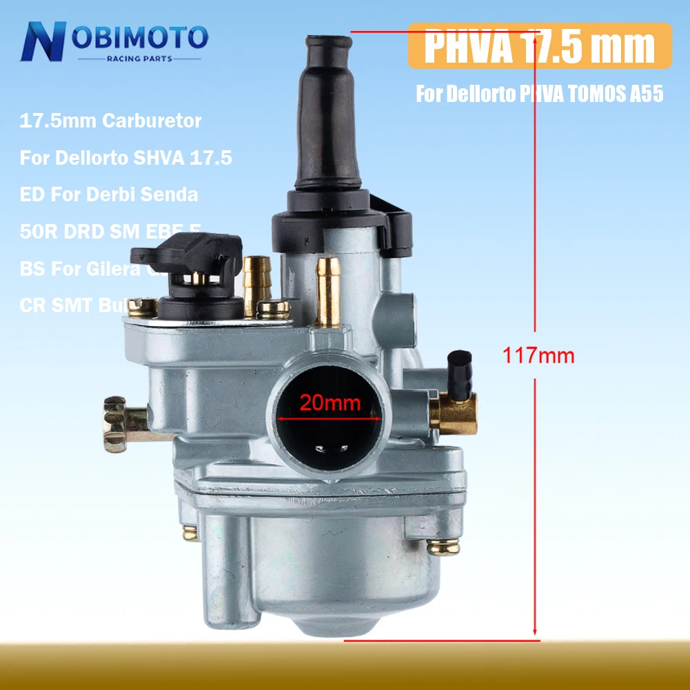 17.5mm Carburetor For Dellorto PHVA TOMOS A55 50cc 80cc 50R DRD Motorcycle Carb Scooters Motocross Accessories Dirt Pit Bike