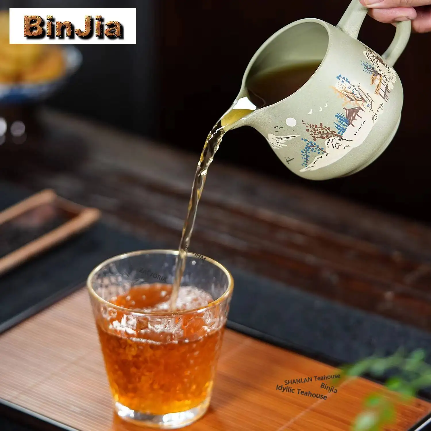 280ml Yixing Zisha Colored Drawing Tea Pitcher Divide Tea Cha Hai Dispenser Justice Cup Fair Mug Tea Services Ornaments Supplies