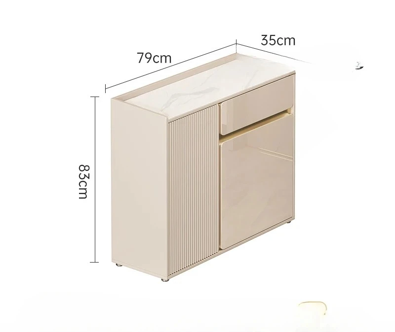 

Side cabinet light luxury modern simple kitchen storage tea against the wall rock slab cream wind advanced sense