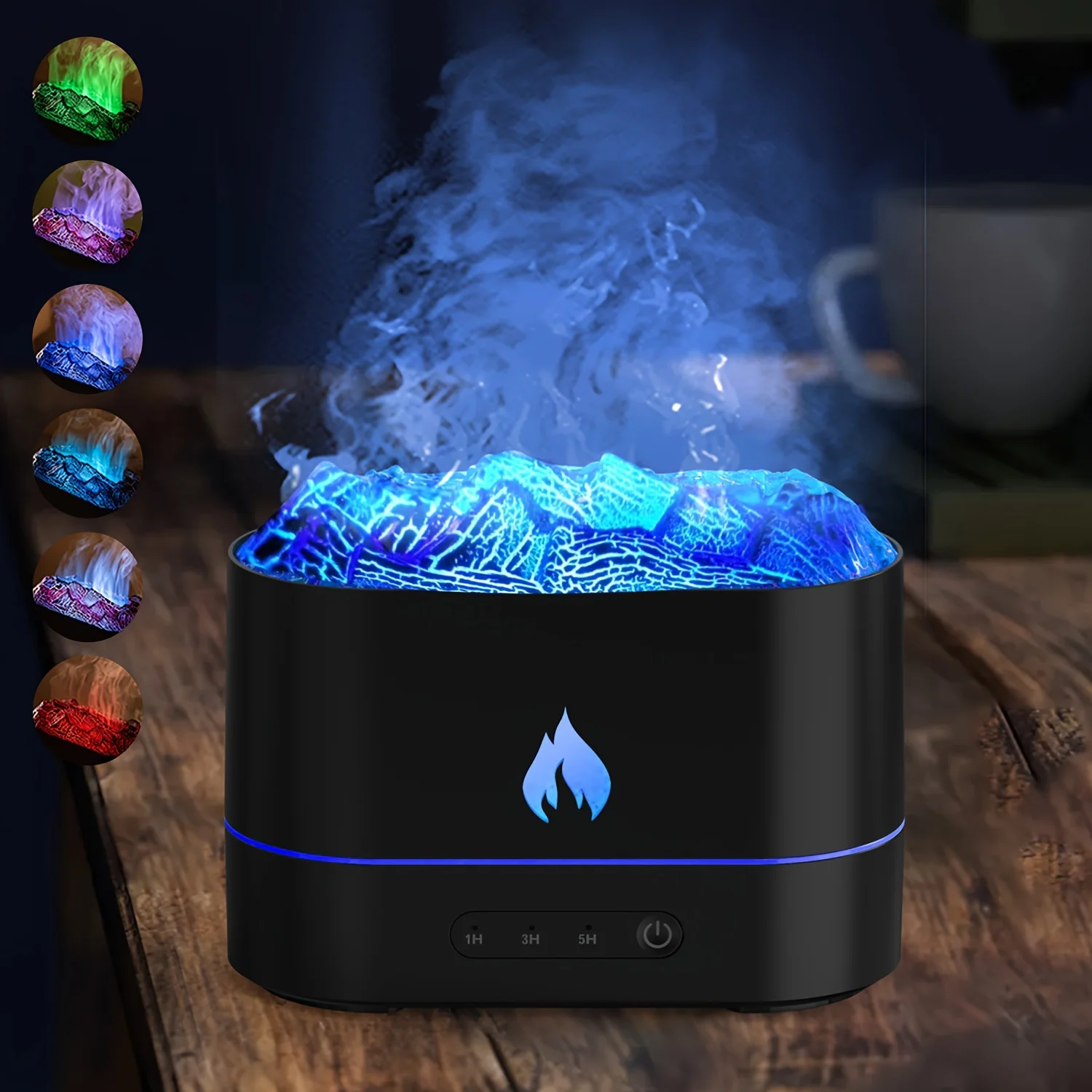 250ml Burning Lava Aromatherapy Humidifier-โคมไฟเปลวไฟสี,USB Powered,Vaporizer,เครื่องฟอกอากาศ,เพิ่มอารมณ์สําหรับห้องนอน,