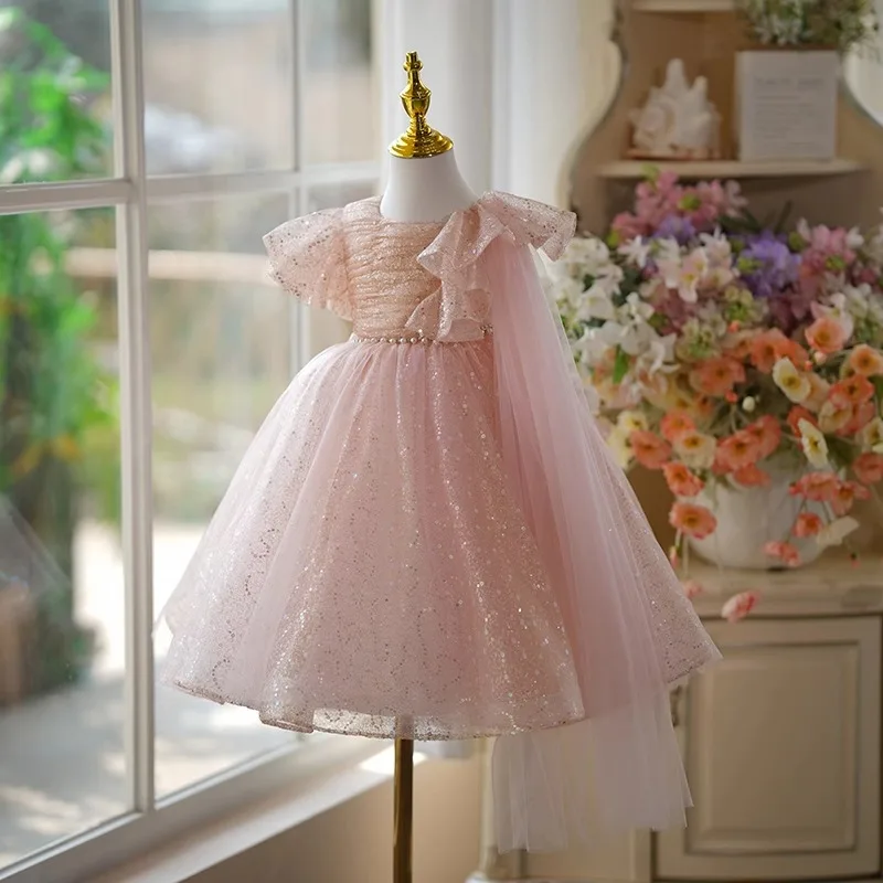 IYEAL Kids Girls' Evening Dress High-End Flower Girl Wedding Dress Princess Dress Host Piano Performance Ball Gown