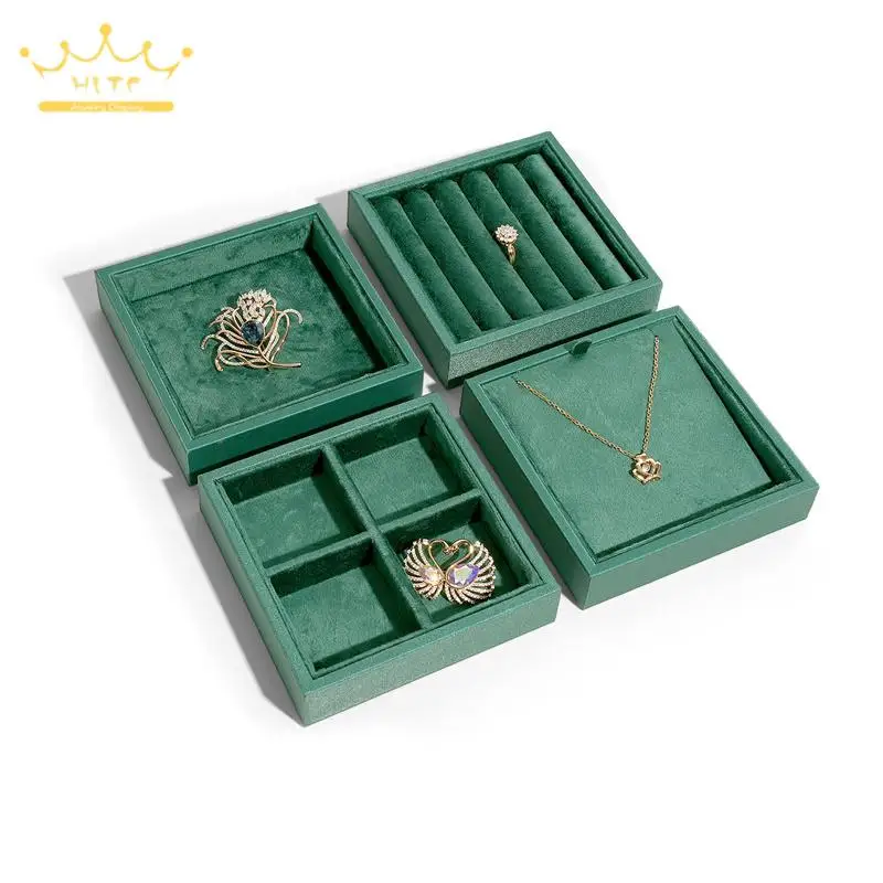 Dark Green Jewelry Tray for Jewelry Counter Necklace Rings Earrings Display Box Pendant Bracelet Hairpin Storage Tary 2 Sizes