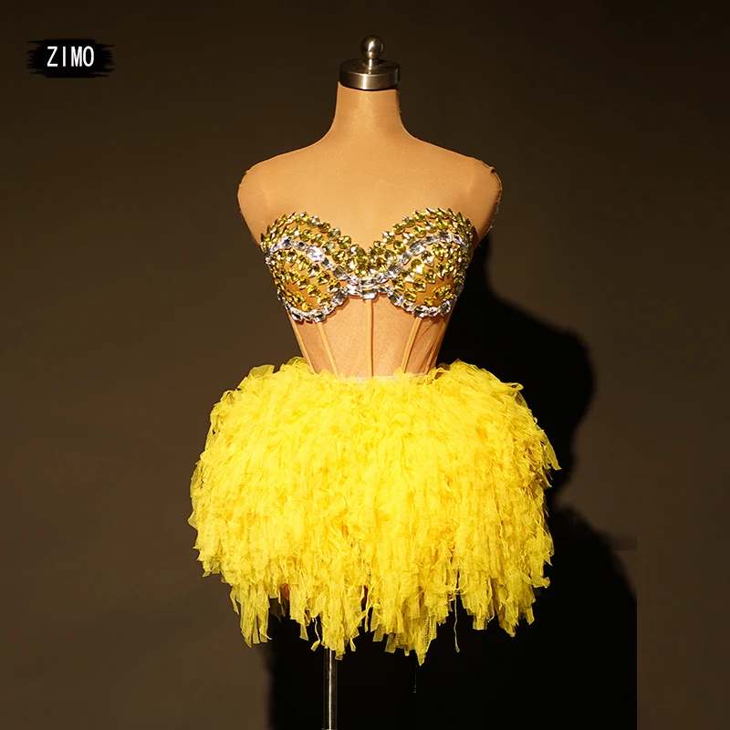 Benutzerdefiniertes sexy rückenfreies trägerloses Strass-Abendkleid, 2-teilig, für Damen, Erwachsene, Geburtstagsfeier, Bühnenaufführung, Drag Queen-Kostüm