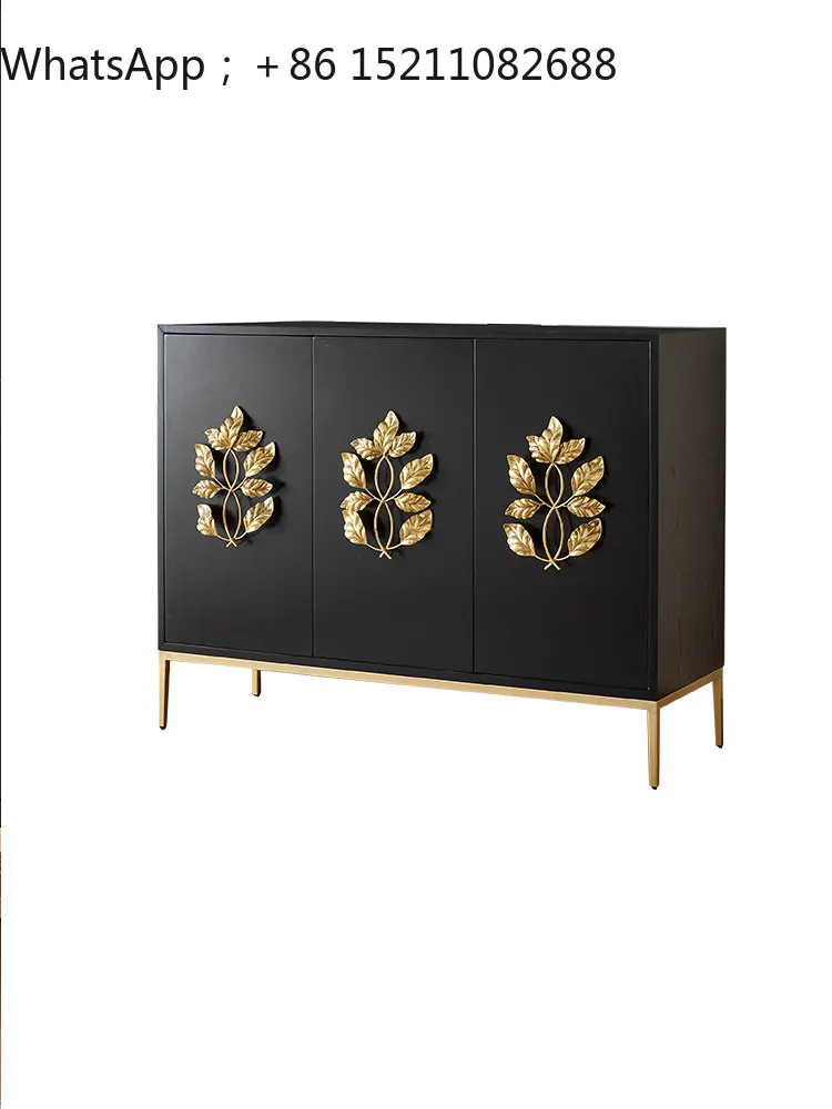 SCY neoclassical solid wood dining side cabinet dining room villa living room Nanyang wind three-door locker decorative cabinet