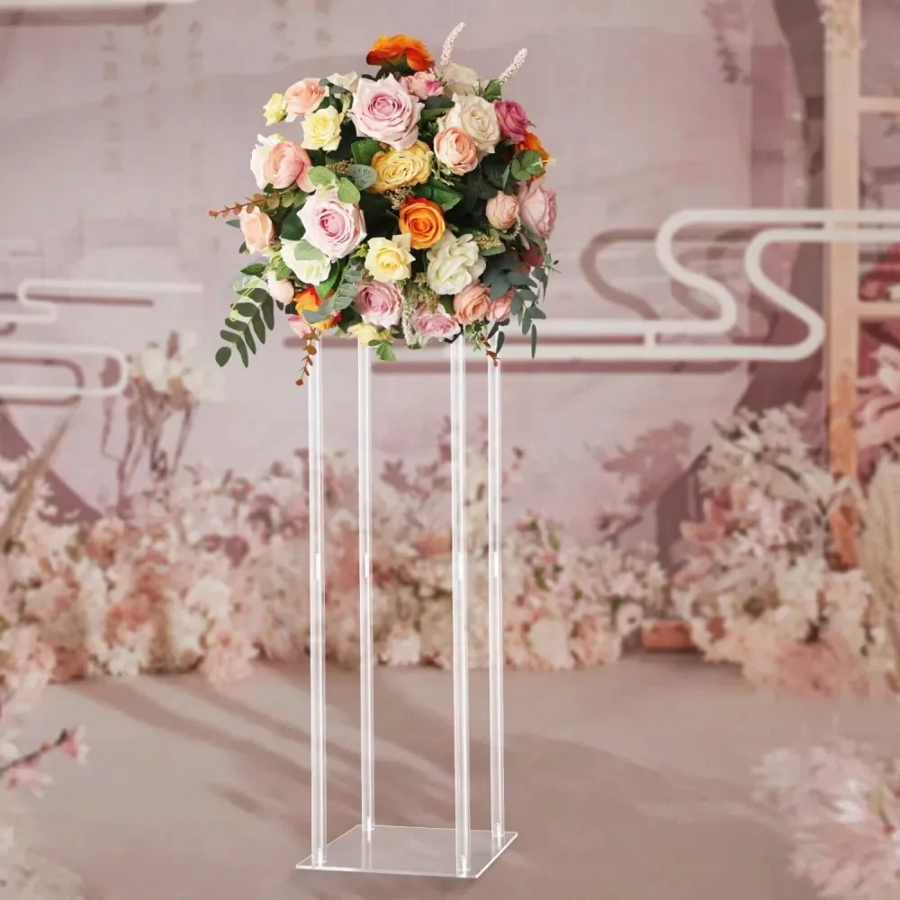 

CNCEST Acrylic Clear Wedding Flower Stand Elegant Crystal Acrylic Flower Stand Tabletop Display Rack Floral Backdrop Clear Colu