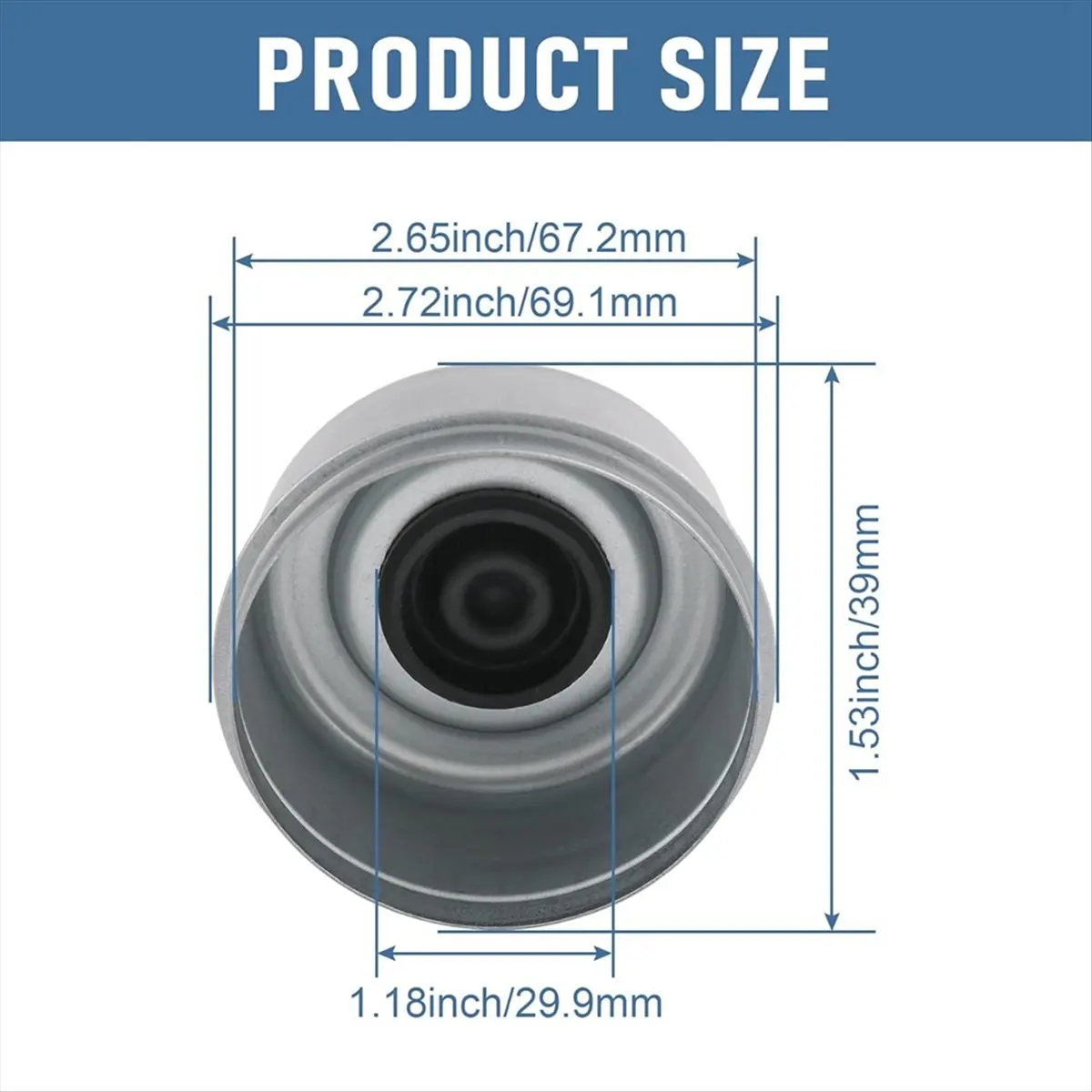 Top Sale 4pcs 2.72inch Trailer Axle Wheel Hub and Bearing Dust Cap with 4 Rubber Plugs for Most 7000-8000lb Wheel Hubs Trailer