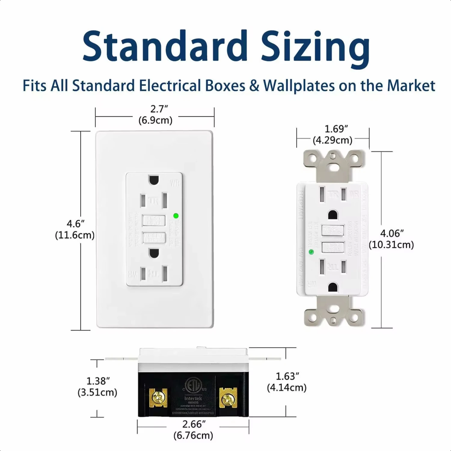 GFCI-enchufe de pared blanco resistente a la intemperie, indicador wtih, salida resistente a la manipulación, cocina, baño, exterior, 15AMP