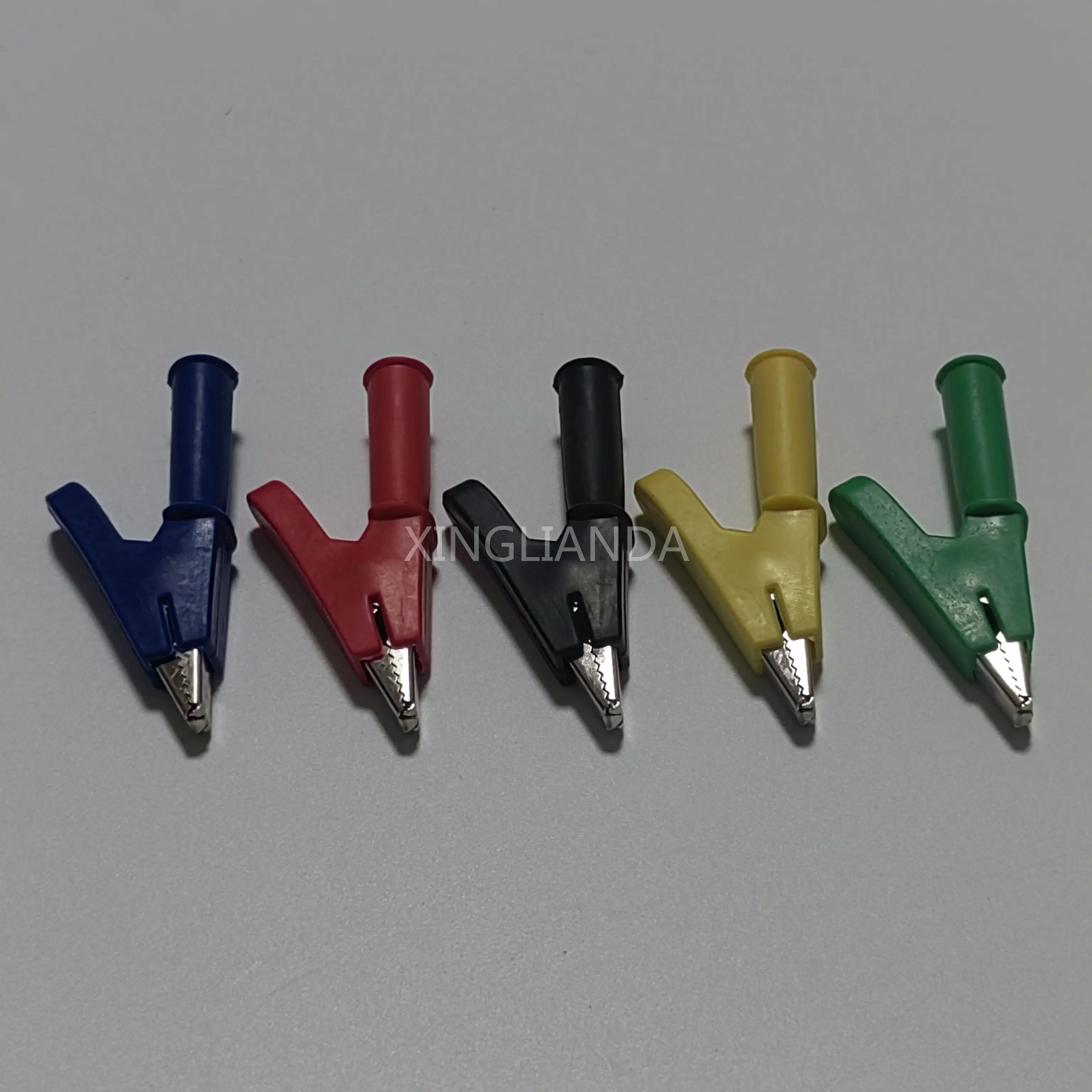 5PCS Pure Copper Insulated Test Alligator Clip 10MM Opening With 4MM Jack Safety Crocodile Clamps For Banana Plug Or Welding