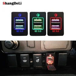 For Mitsubishi Outlander 3 Xpander Eclipse Cross ASX Lancer Car Quick Phone Charger Dual USB Socket Fast Charging Adapter Button