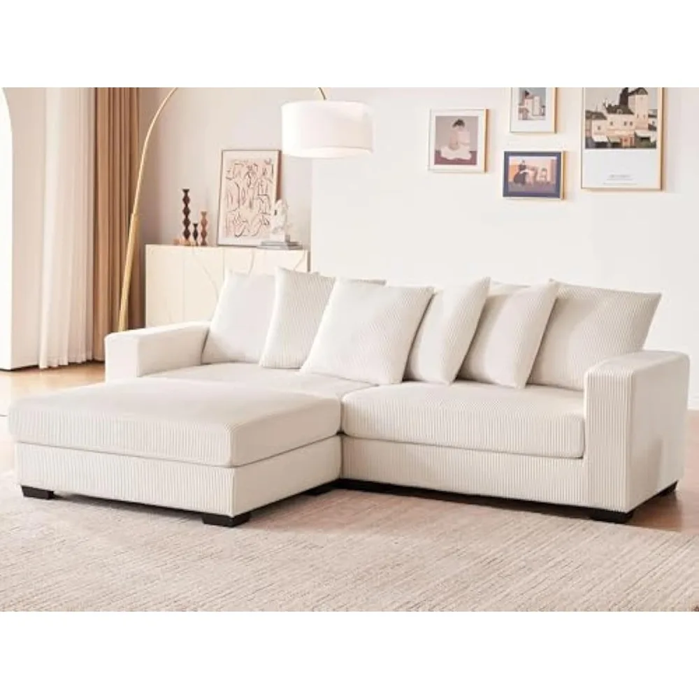 

101.6" Deep Seat Modular Sectional Sofa, Comfy Corduroy Sectional Couches for Living Room, L-Shaped Upholstered Cloud Couch