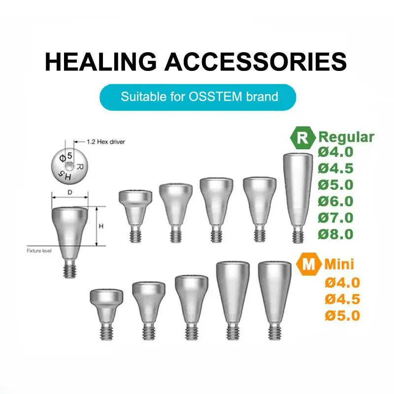 Dental Implant Healing Abutments Accurate Size Regular Mini Multi Sizes Fit OSSTEM for Professional Dental Clinic Use