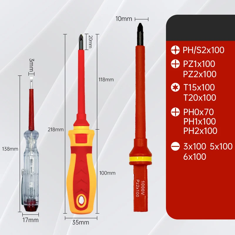 Kit Alat Perbaikan Listrik 13 Buah Set Obeng Terisolasi 1000V yang Dapat Diganti