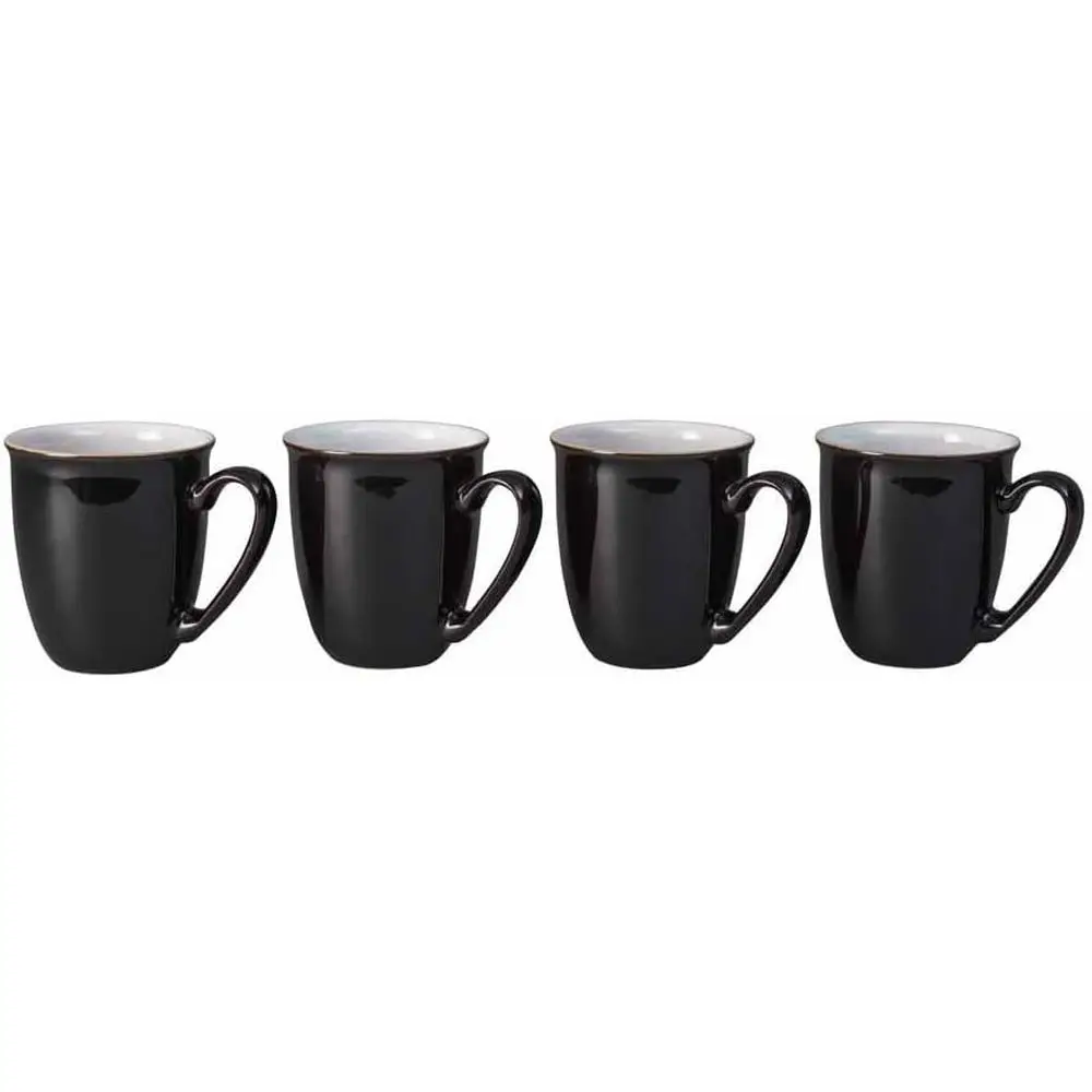 

- Elements Black Coee Mug Set o 4-330ml Stoneware Ceic Tea Mug Set or Home & Oice - Dishwasher Sae, Microwave Sae - Black, White