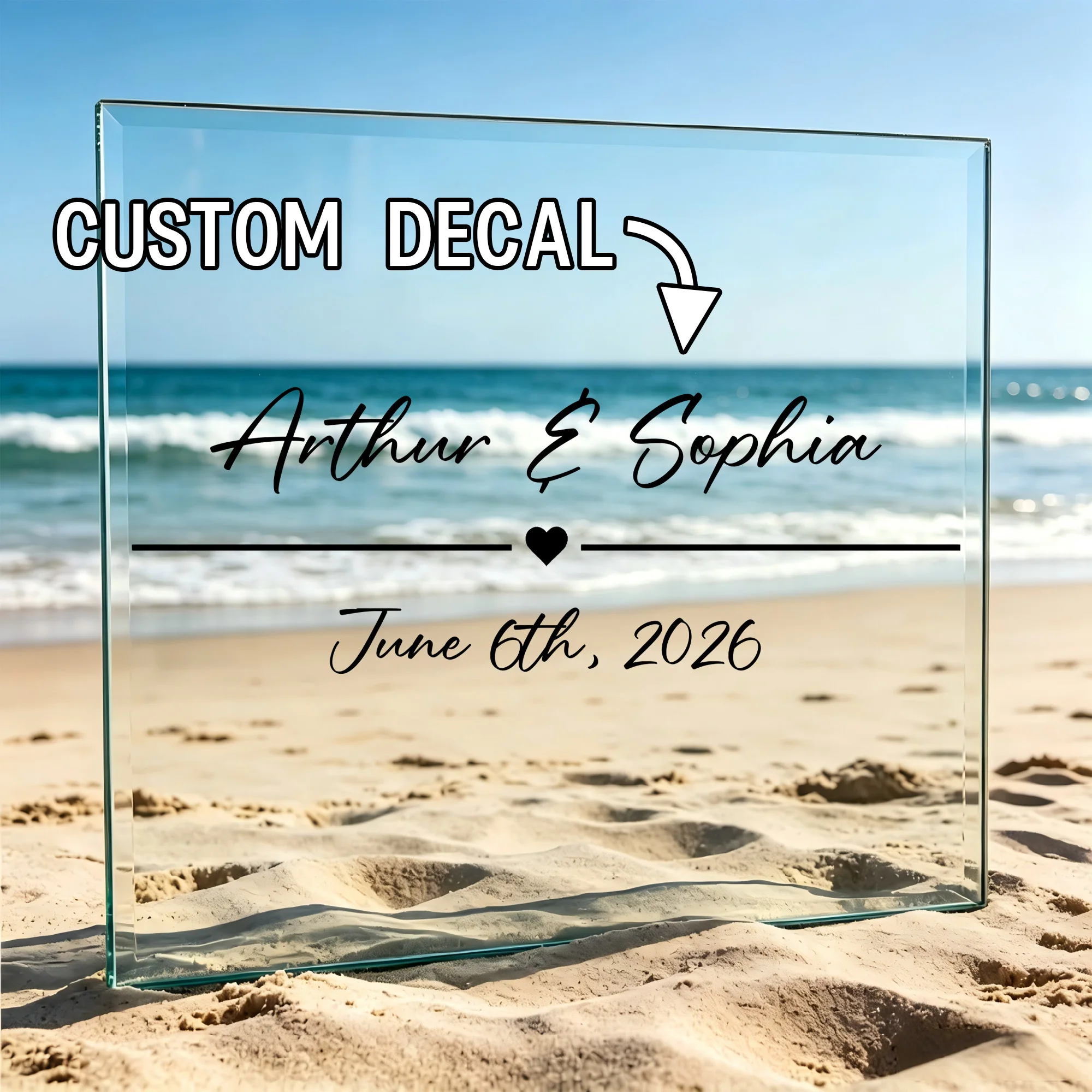 1PC Custom Wedding Name Date Vinyl Decal Personalized Couple Text Wall Sticker DIY Decor for Wedding Arch Backdrop Sign view 5