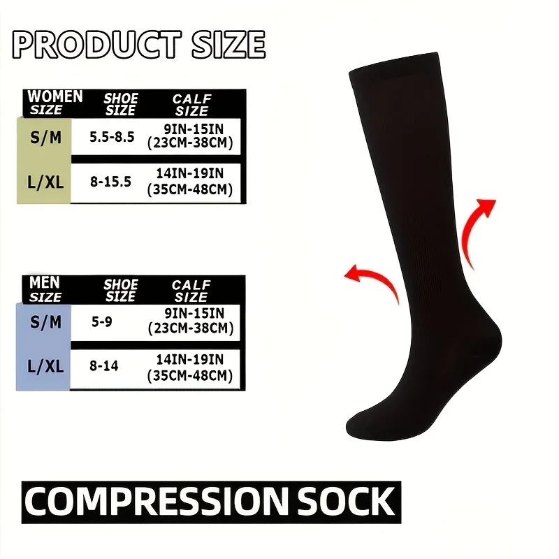 1 Pair Compression Socks Women Men Knee High Sports Pressure Socks Breathable Yoga Marathon Cycling Football Socks