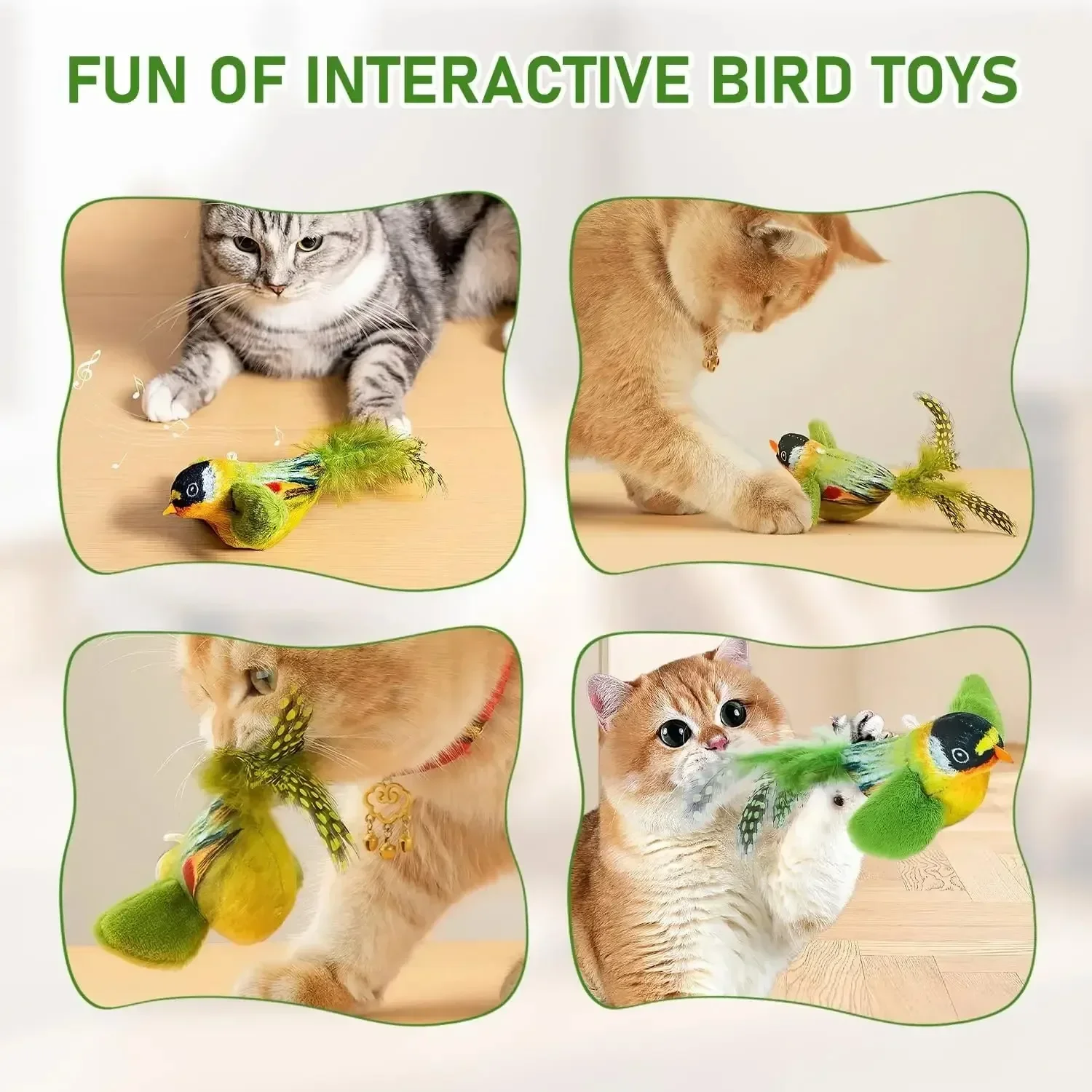 1–3 Stück: Dieses Katzenspielzeug imitiert Vogelgeräusche, um die Katze zu unterhalten. Das elastische Seil hilft, Langeweile zu vertreiben und verhindert, dass die Katze daran kratzt oder beißt. – Detail 11