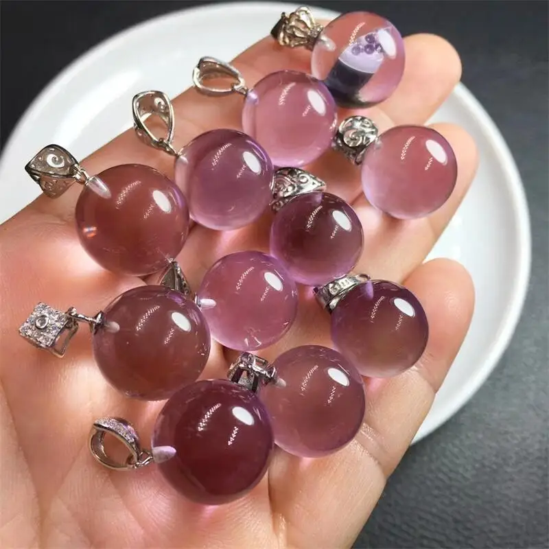 

14mm Amethyst Small Sphere Pendant DIY Jewelry Natural Quartz Stone Raw Crystals Women Jewelry Specimen Gift 1PCS