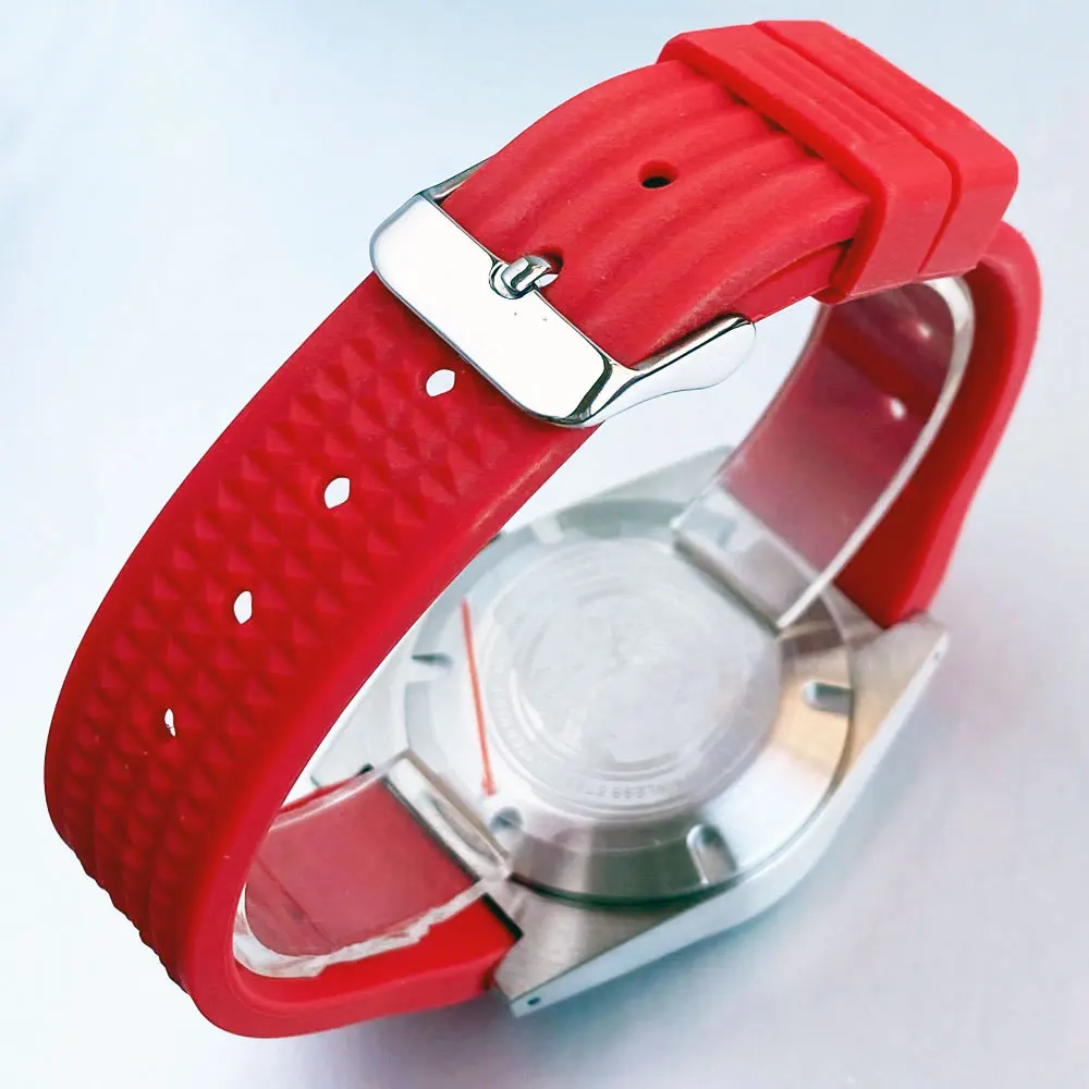 Tandorio New 38mm Brushed Case NH35 Automatic Diving Men Watch Luminous Sapphire Glass Brown Red Dial 200m Waterproof - Image 6