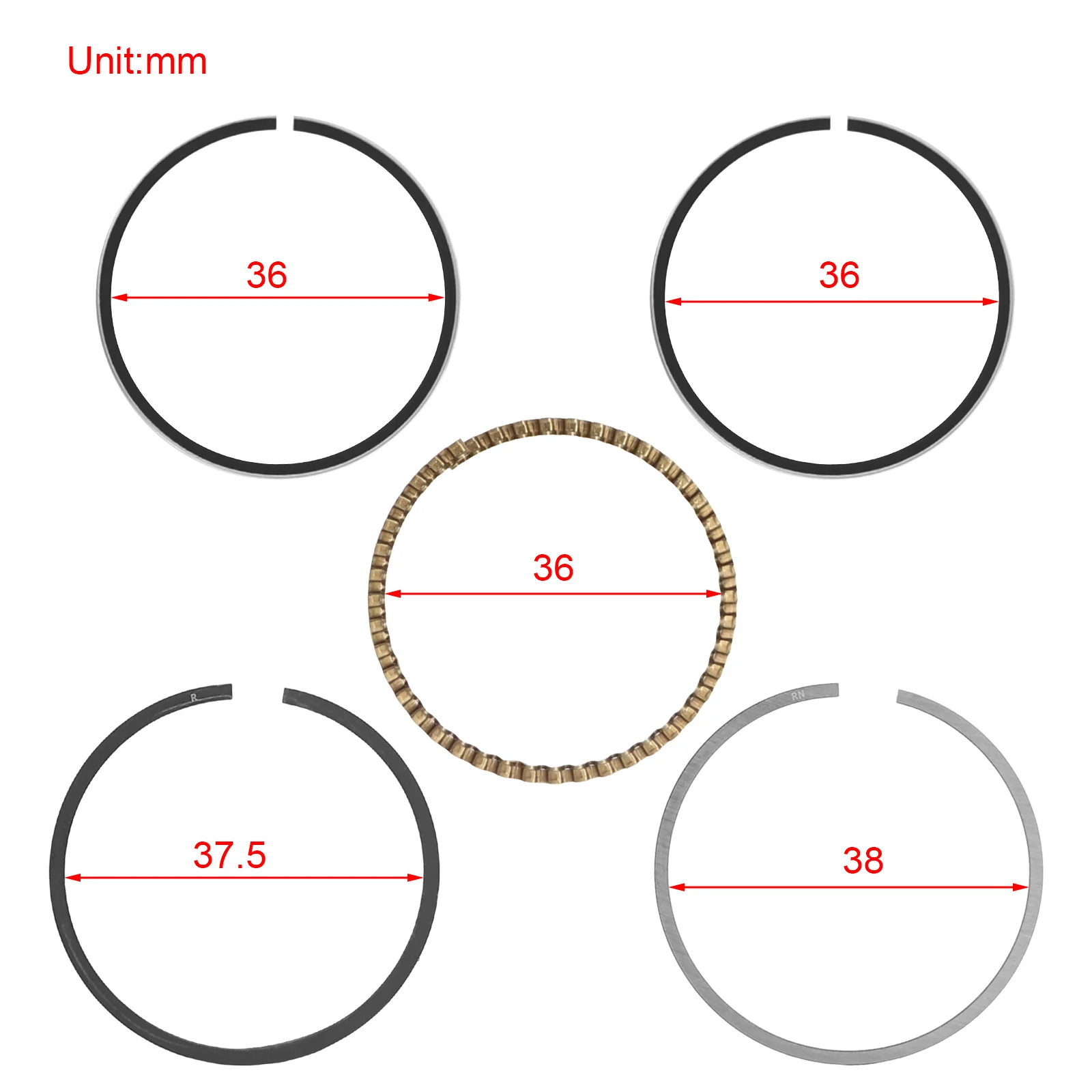 Motorcycle Piston Ring 39mm for Honda 50cc Z50 Z50A Z50R ZB50 CRF50 CRF50F 2004-2008 XR50 XR50R 2000-2003