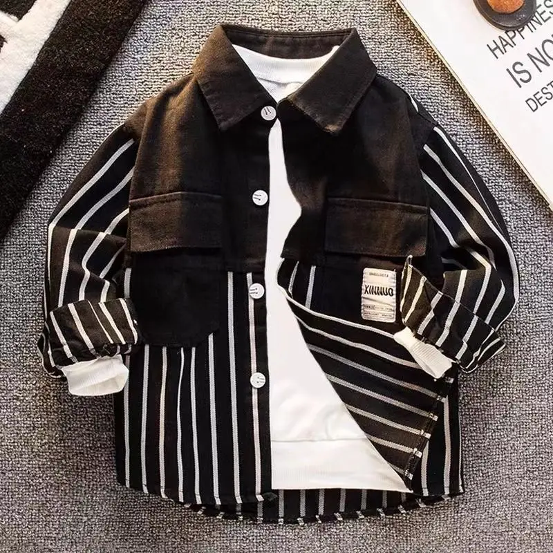 

2025 New Boys Autumn Jacket Big Kids Spring Autumn Casual Denim Stylish Trendy