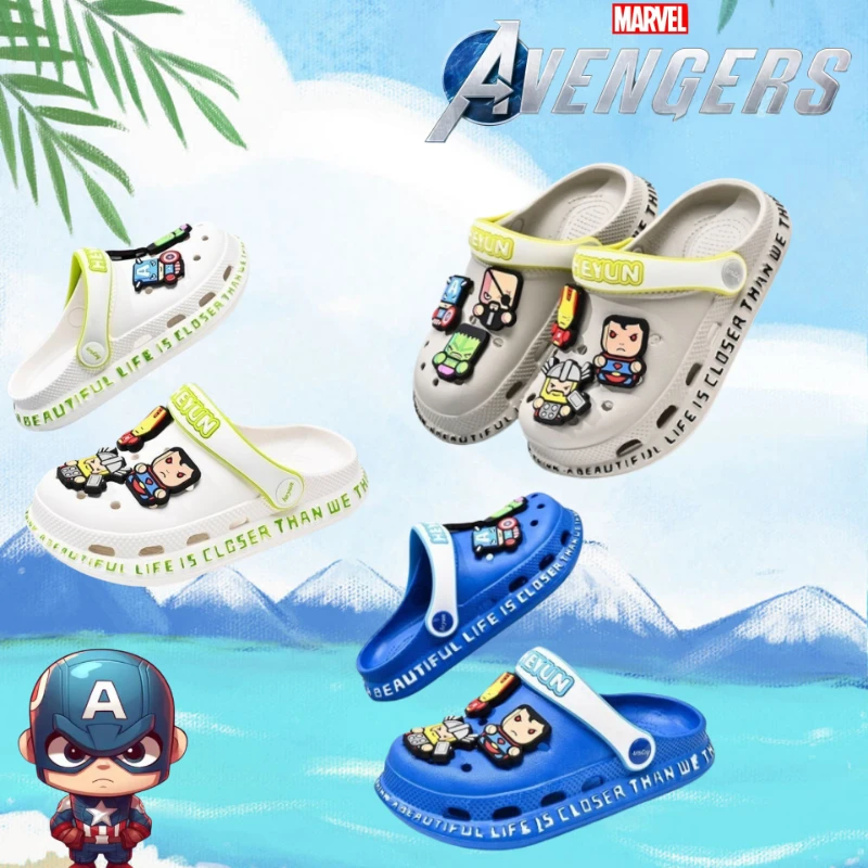 

Marvel Iron Man Captain America Children's Summer Home Wear Trend Cartoon Anime Design Non-slip Lightweight Soft-soled Sandals