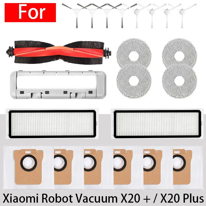 22PCS  For Xiaomi Robot Vacuum X20 + / X20 Plus Parts Accessories Main Side Brush Hepa Filter Mop Cloth Dust Bag Replacement