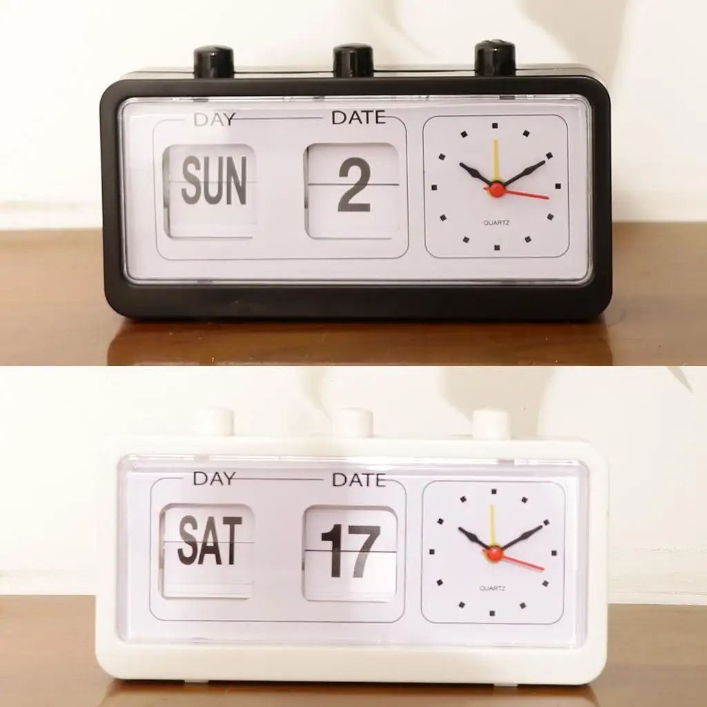 Retro Fashion Flip Clock Digtal Flip Day Date Time Display Clock