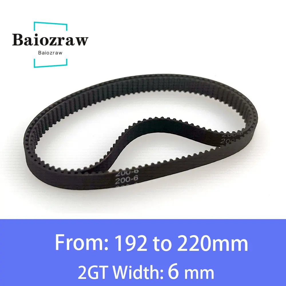 3D Printer Parts GT2 6mm Closed Loop Rubber Timing Belt 192 194 196 198 200 202 204 206 208 210 212 214 216 218 220mm 2GT 1pcs